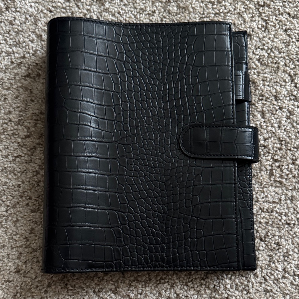 Black Faux Croc A5 Binder
